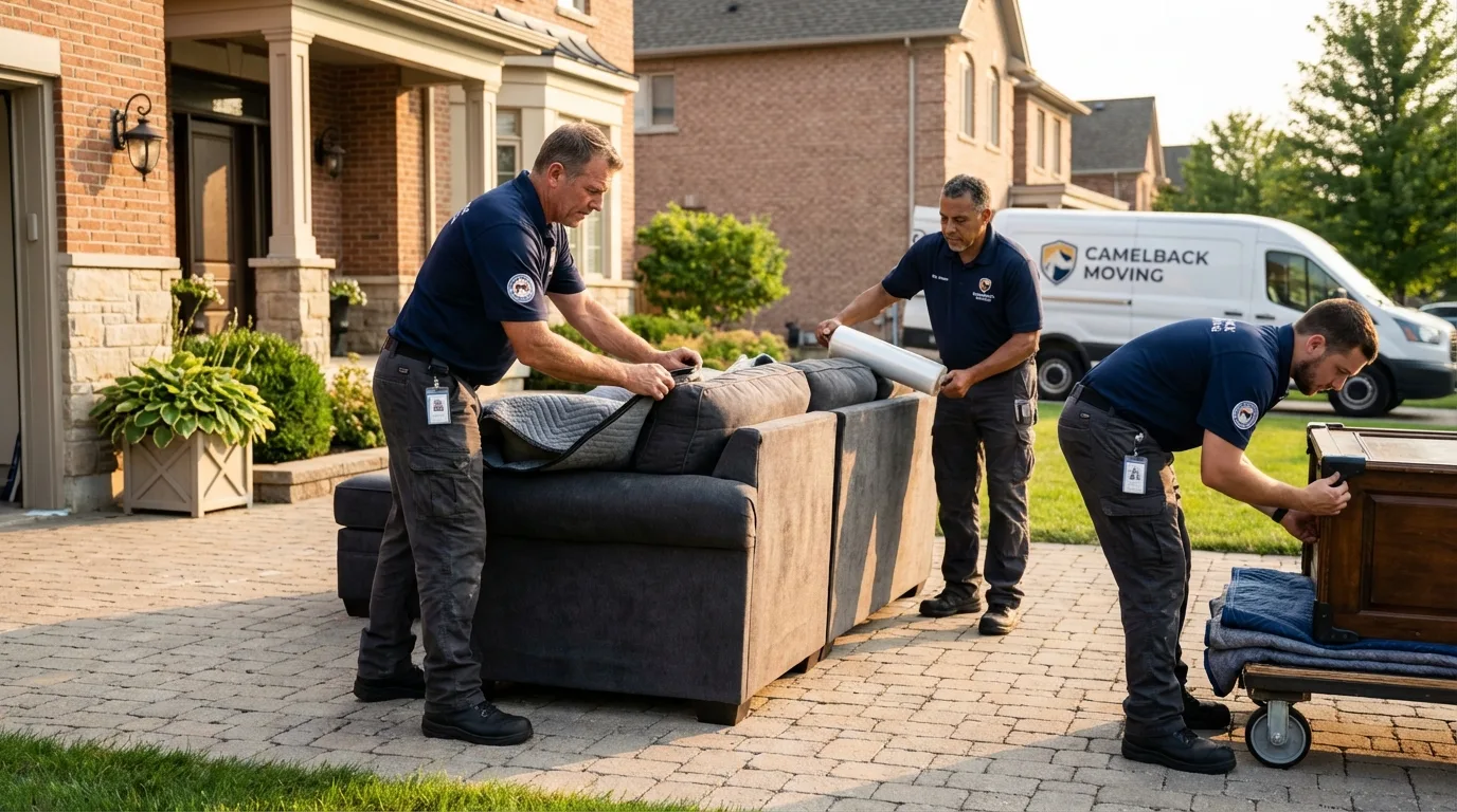 Large estate moving crew wrapping furniture in Tyler, TX