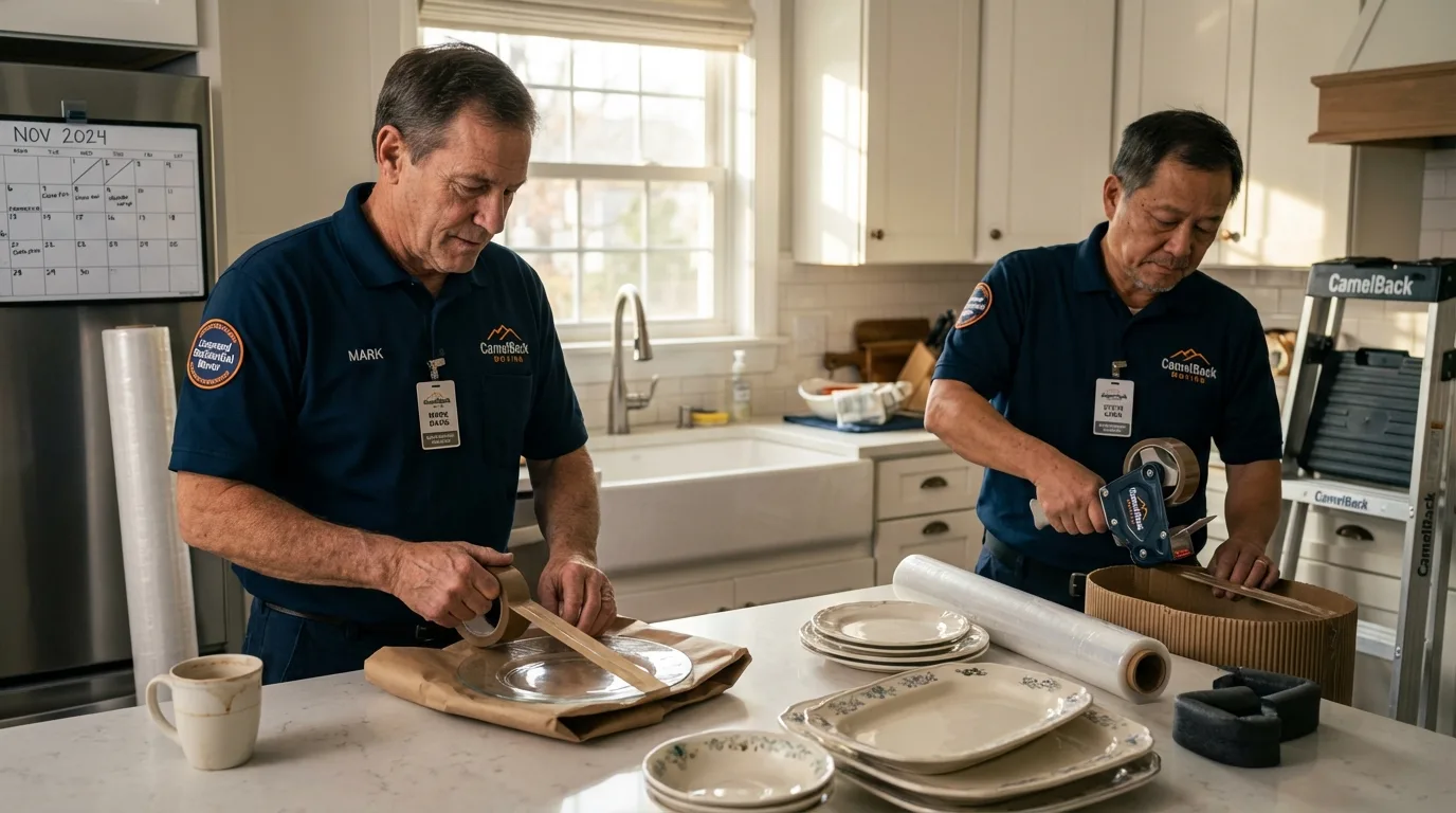 Professional crew packing kitchen dishware in Tyler, TX